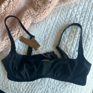 SKIMS Shaping Swim Ruched Underwire Bikini Top SZ SMALL ONYX